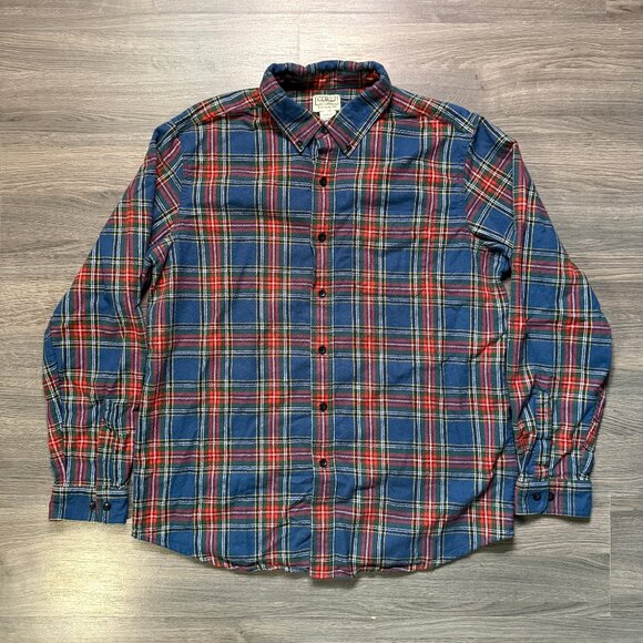 L.L. Bean Men's Scotch Plaid Flannel Shirt - Navy/Red - Picture 1 of 5